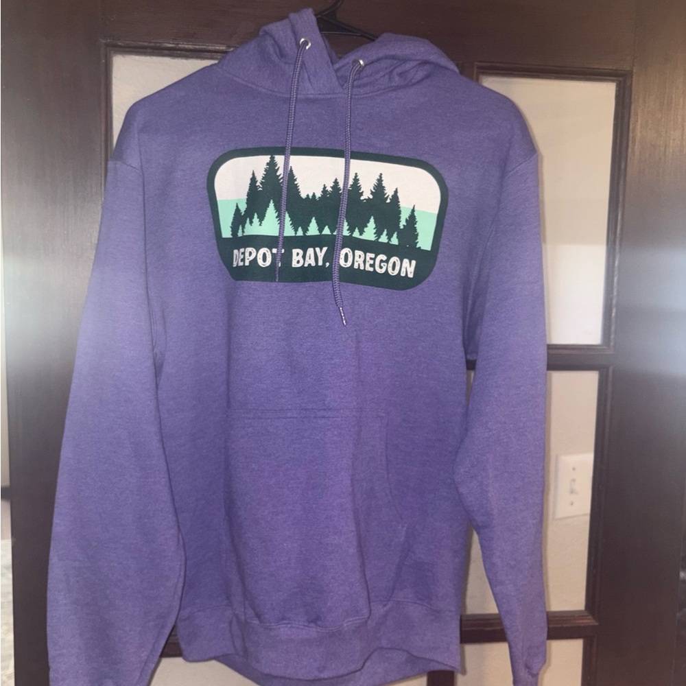 Depot Bay Oregon Purple Graphic Hoodie Sweatshirt